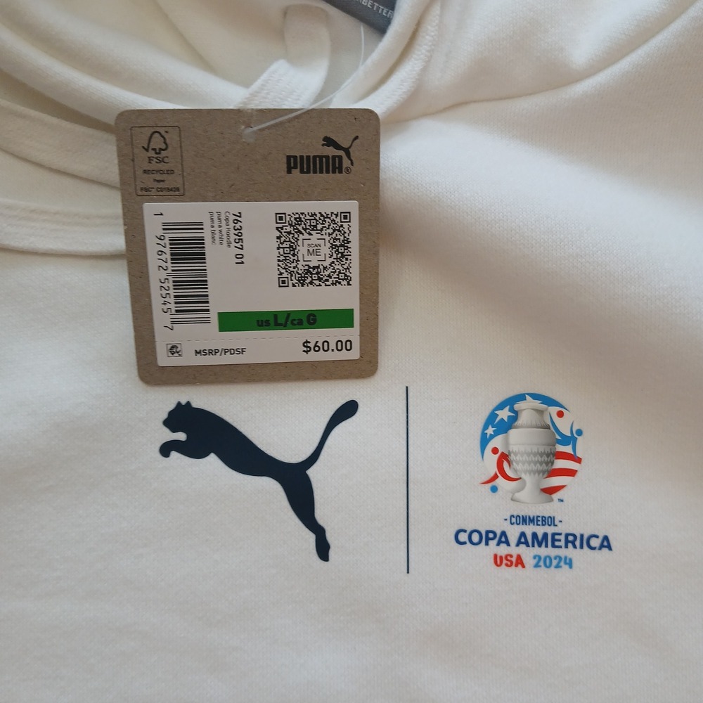 Puma Hoodie Mens Large White Copa America USA 2024 Sweatshirt Sweater Soccer - Picture 4 of 10